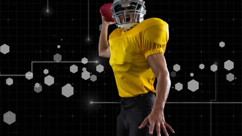 Dynamic Portrait of Rugby Player in Action with Futuristic Elements