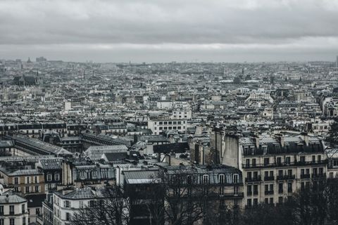 Moody Paris Skyline with Historical Architecture