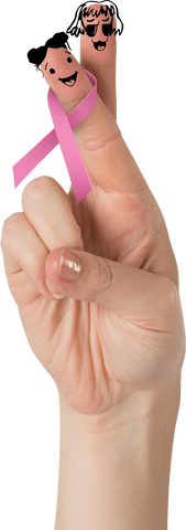 transparent hand holding breast cancer awareness ribbon with finger faces - Download Free Stock Videos Pikwizard.com