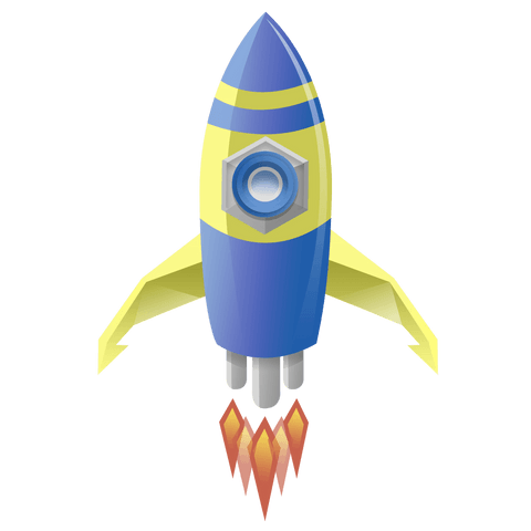 Blue and Yellow Rocket Ship Digital Illustration on Transparent Background - Download Free Stock Videos Pikwizard.com