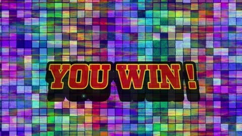 Vibrant You Win Animation Over Multi-Colored Background