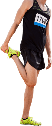 Runner Stretching with Leg Pull on Transparent Background