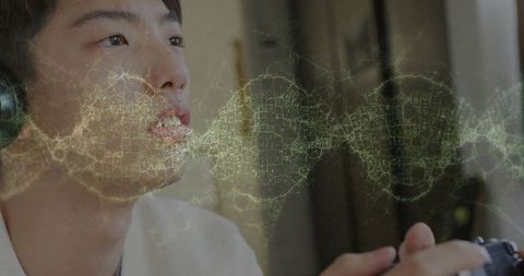 Teen Gamer with Headphones Immersed in Technology