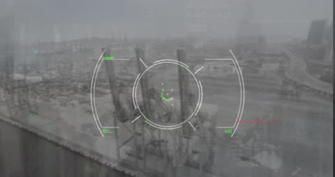 Futuristic Scope Interface on Urban Skyline