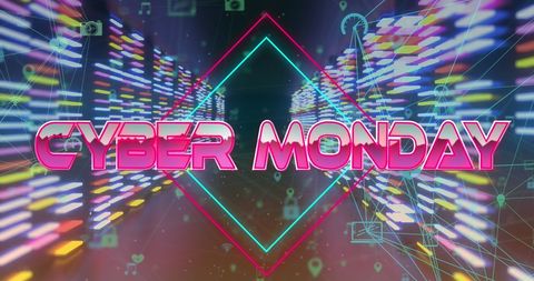 Cyber monday glow with futuristic digital graphics