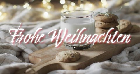 German Christmas Greeting with Milk and Cookies