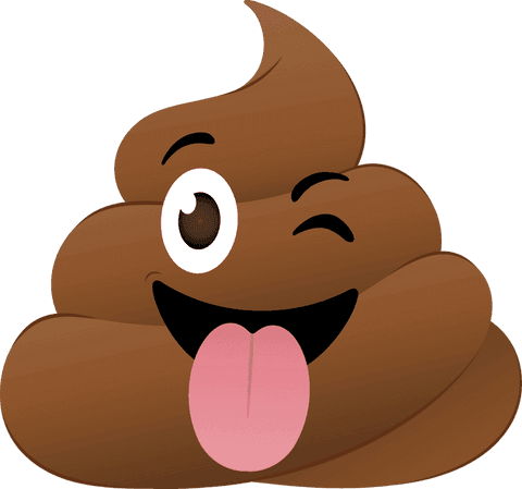 Playful poop emoji with winking eye and tongue out, transparent background