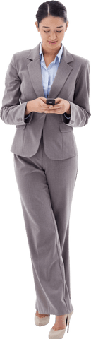 Confident Businesswoman in Suit Sending Text Message on Transparent Background - Download Free Stock Videos Pikwizard.com