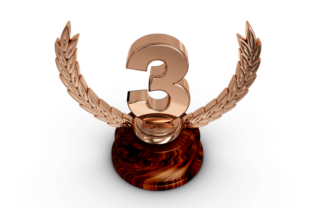 Bronze Trophy with Bay Leaves and Number Three on Transparent Background - Download Free Stock Videos Pikwizard.com