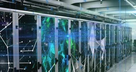 Running data center server racks with ai visualization, network overlays and cooling infrastructure