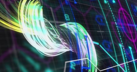 Futuristic Technology Digital Interface with Colorful Light Trails - Download Free Stock Images Pikwizard.com