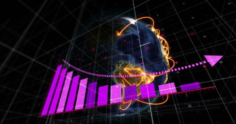 Global Business Decline with Falling Graph Hologram - Download Free Stock Images Pikwizard.com