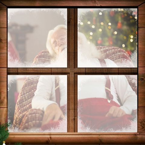 santa claus resting by winter window with frost - Download Free Stock Templates Pikwizard.com