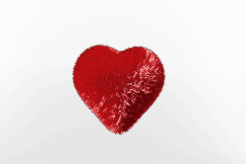 Furry Red Heart on Transparent Background Symbolizing Love