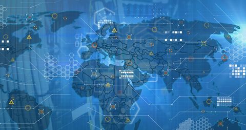 Global Digital Data Processing on World Map - Download Free Stock Images Pikwizard.com