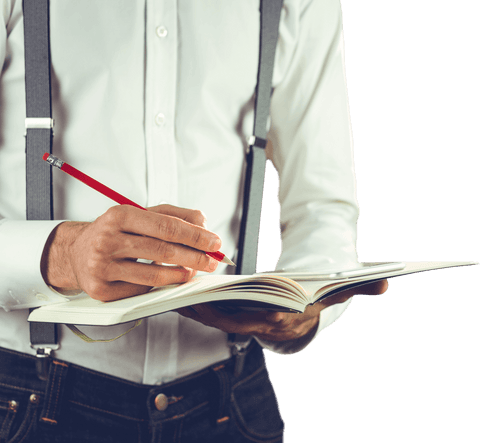 transparent midsection of man writing in notebook with pencil - Download Free Stock Videos Pikwizard.com