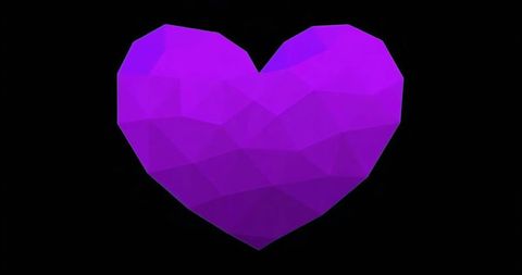 Floating Low-Polygon Purple Heart on Black Background