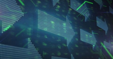 Abstract Futuristic Digital Interface with Circuitry Arrows