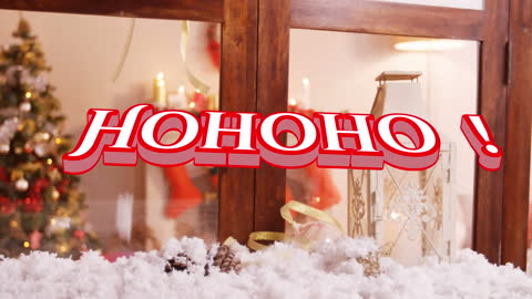 Festive Snowy Christmas Scene with Joyful Holiday Message