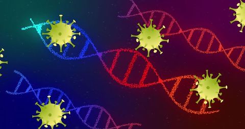 Vibrant Intersection of DNA and Virus Particles in Abstract Biotech Sphere