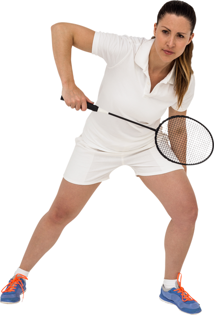 Woman Posing with Badminton Racket Isolated on Transparent Background - Download Free Stock Videos Pikwizard.com