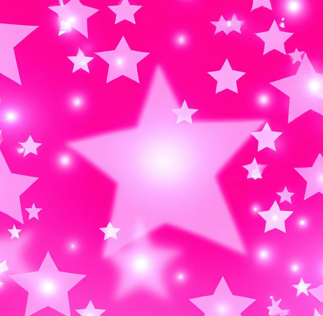 Image of multiple bright pink stars on dark pink background. Star, colour and pattern concept.