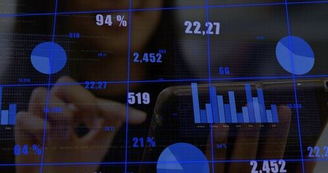 Business Analyst Interacting with Augmented Reality Data Visualizations
