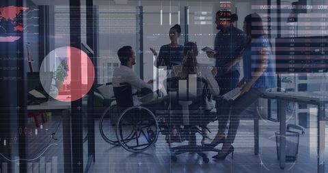 Diverse Business Team Analyzing Financial Data with Digital Graphics Overlay - Download Free Stock Images Pikwizard.com