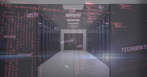 Digital Data Stream in Modern Server Room