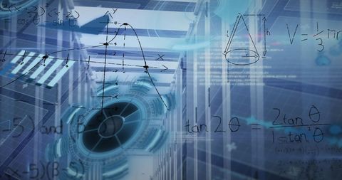 Digital Interface with Math and Data in Technology Concept - Download Free Stock Images Pikwizard.com