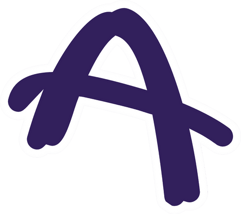 Stylized Bold Purple Brushstroke Letter A on Transparent Background