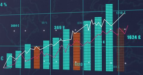Digital Graph Analytics with Currency Symbols in Virtual Background - Download Free Stock Images Pikwizard.com
