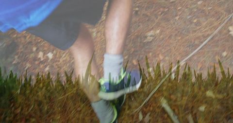 Double Exposure of Runner in Nature Trail Adventure