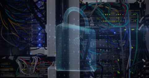 Cybersecurity Lock with Data Server in Technology Environment - Download Free Stock Images Pikwizard.com