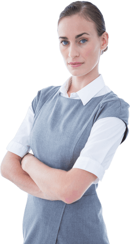 Transparent Businesswoman Confident Pose with Arms Crossed