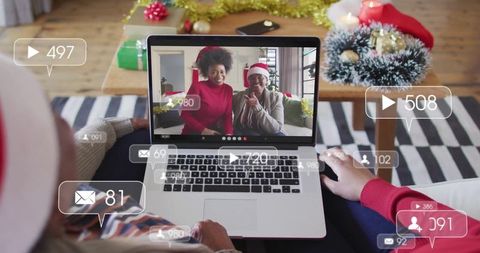 Virtual holiday celebration with family connection