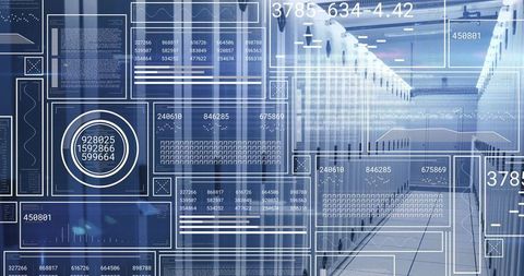 Futuristic data center with ethernet metadata and server cabinets