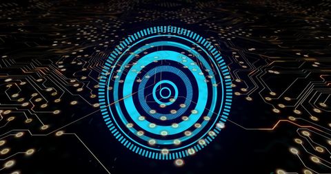 futuristic circuit board with digital interface overlay - Download Free Stock Images Pikwizard.com