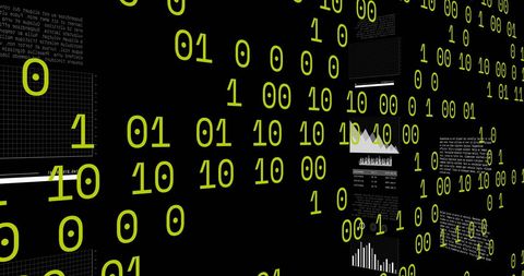 Binary Code and Data Visualization on Black Background - Download Free Stock Images Pikwizard.com