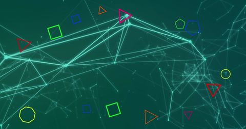 Abstract Geometric Shapes and Connected Dots on Blue Background - Download Free Stock Images Pikwizard.com