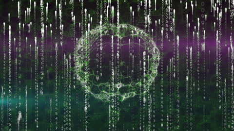 Digital Data Streams Overlaying Matric Digital Pulse Circle