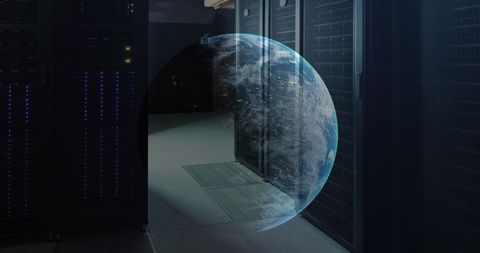 Globally Connected: Earth and Data Servers Interface - Download Free Stock Images Pikwizard.com