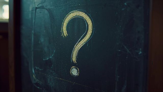 Question mark doodle on blackboard in a classroom