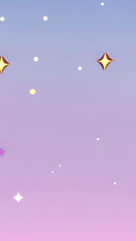 Pastel Orb Floating Across Vertical Gradient Sky with Twinkling Stars