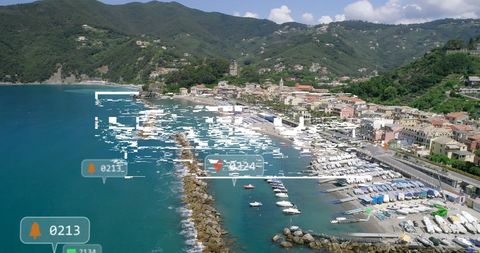 Digital Levels and Metrics Over Scenic Coastal City - Download Free Stock Images Pikwizard.com