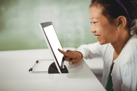 Transparent Tablet Learning Joyful Asian Girl - Download Free Stock Videos Pikwizard.com