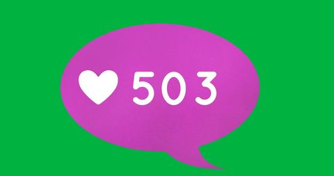 503 Likes in Purple Speech Bubble over Green Background - Download Free Stock Images Pikwizard.com