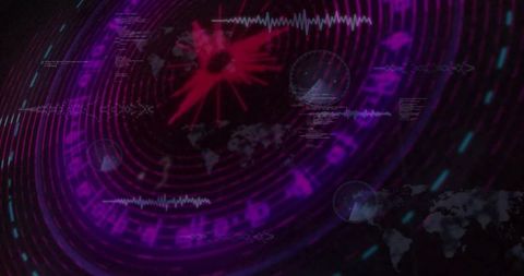 Futuristic Digital Data Interface with Magenta Pulses