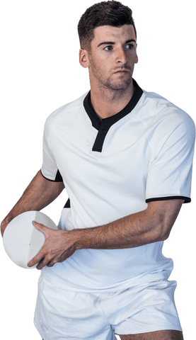 rugby player wearing white jersey holding transparent ball - Download Free Stock Videos Pikwizard.com
