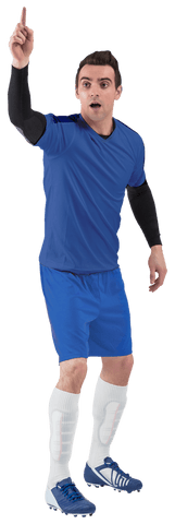 Caucasian Male Football Player Pointing on Transparent Background
